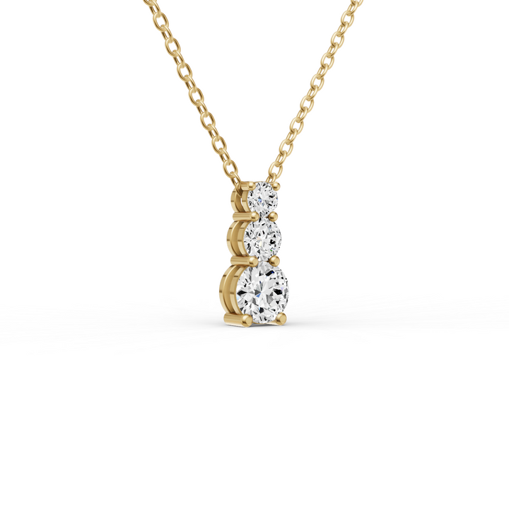 Round Lab Grown Diamond Three Stone Snow Hidden Bail Pendant
