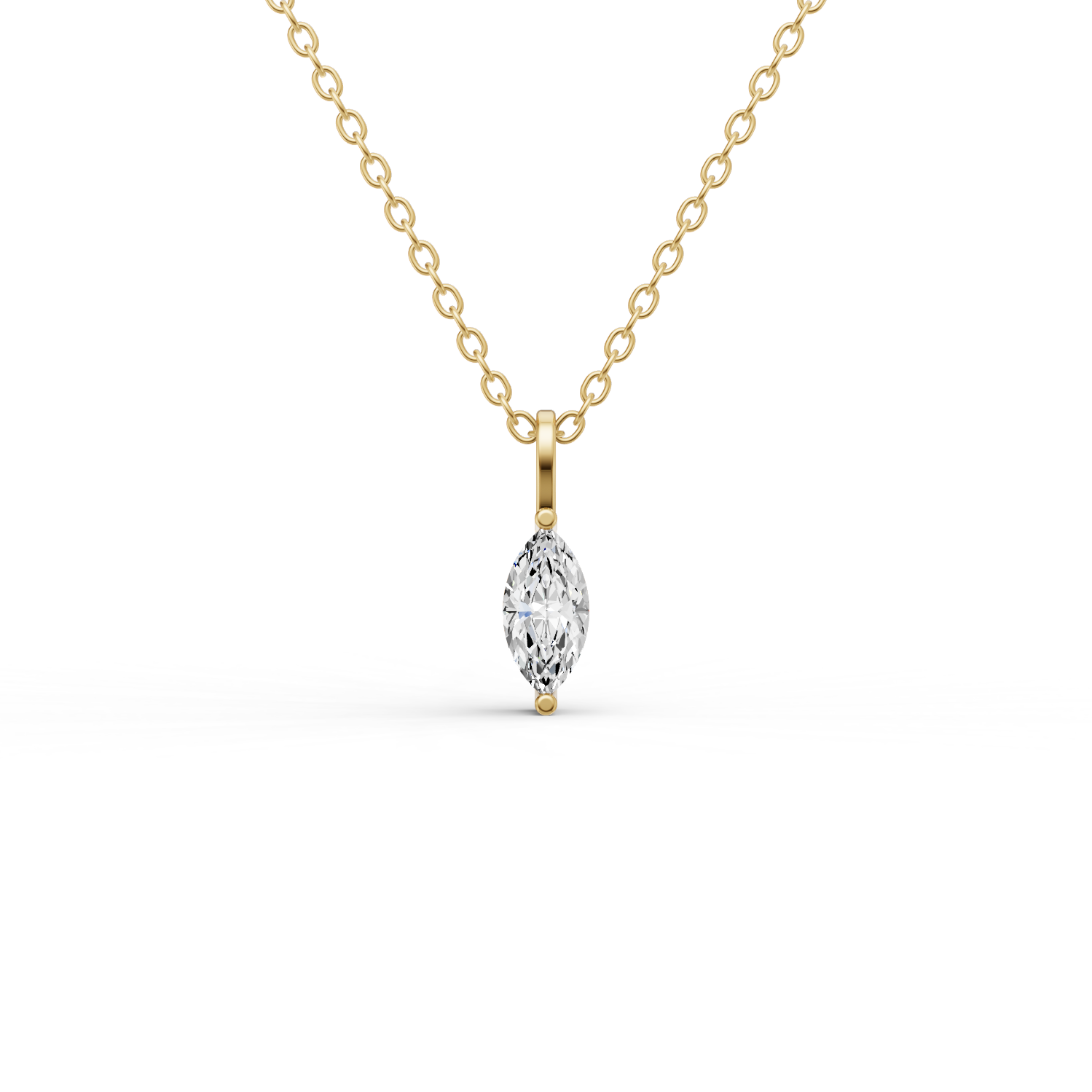 Lab Grown Marquise Shape Diamond Solitaire Pendant with Bail