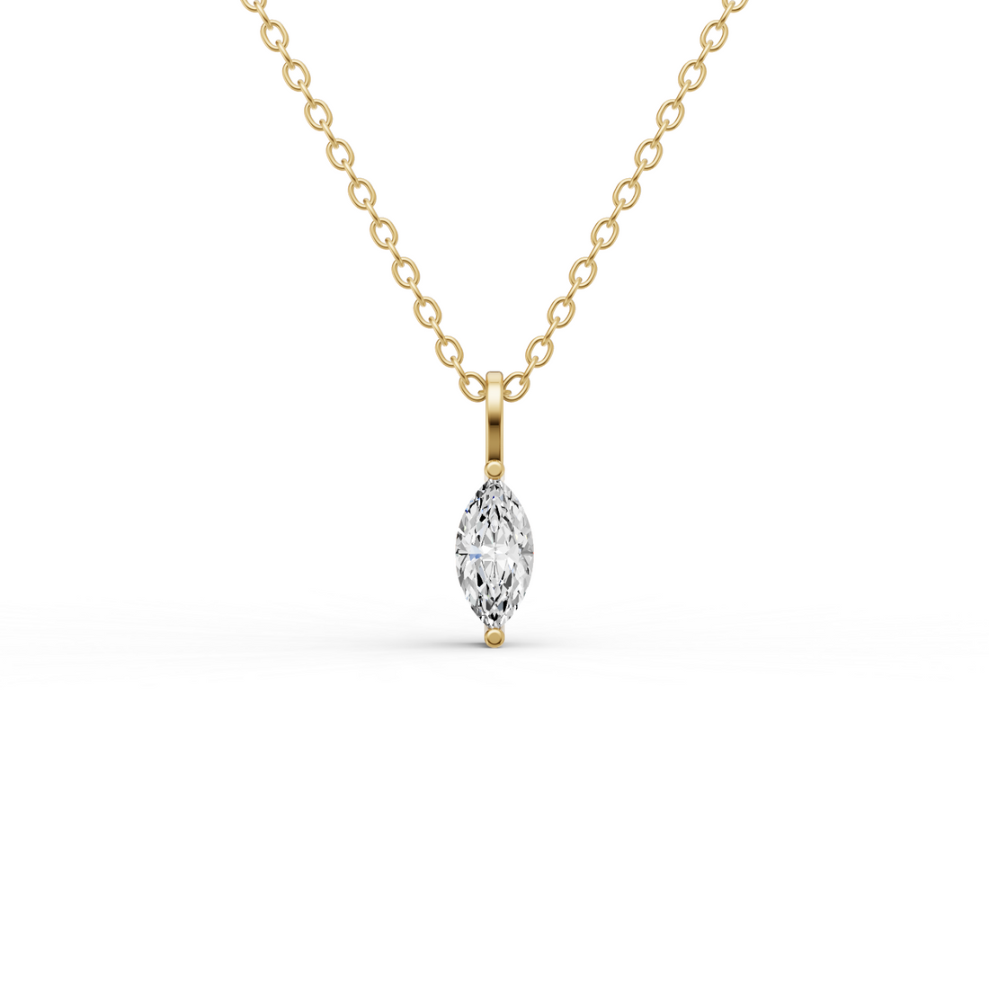 Lab Grown Marquise Shape Diamond Solitaire Pendant with Bail
