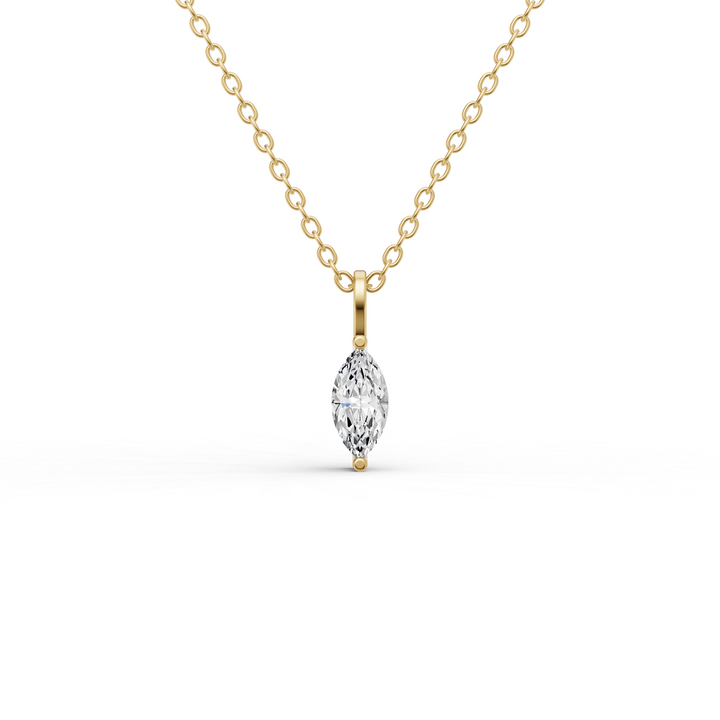 Lab Grown Marquise Shape Diamond Solitaire Pendant with Bail