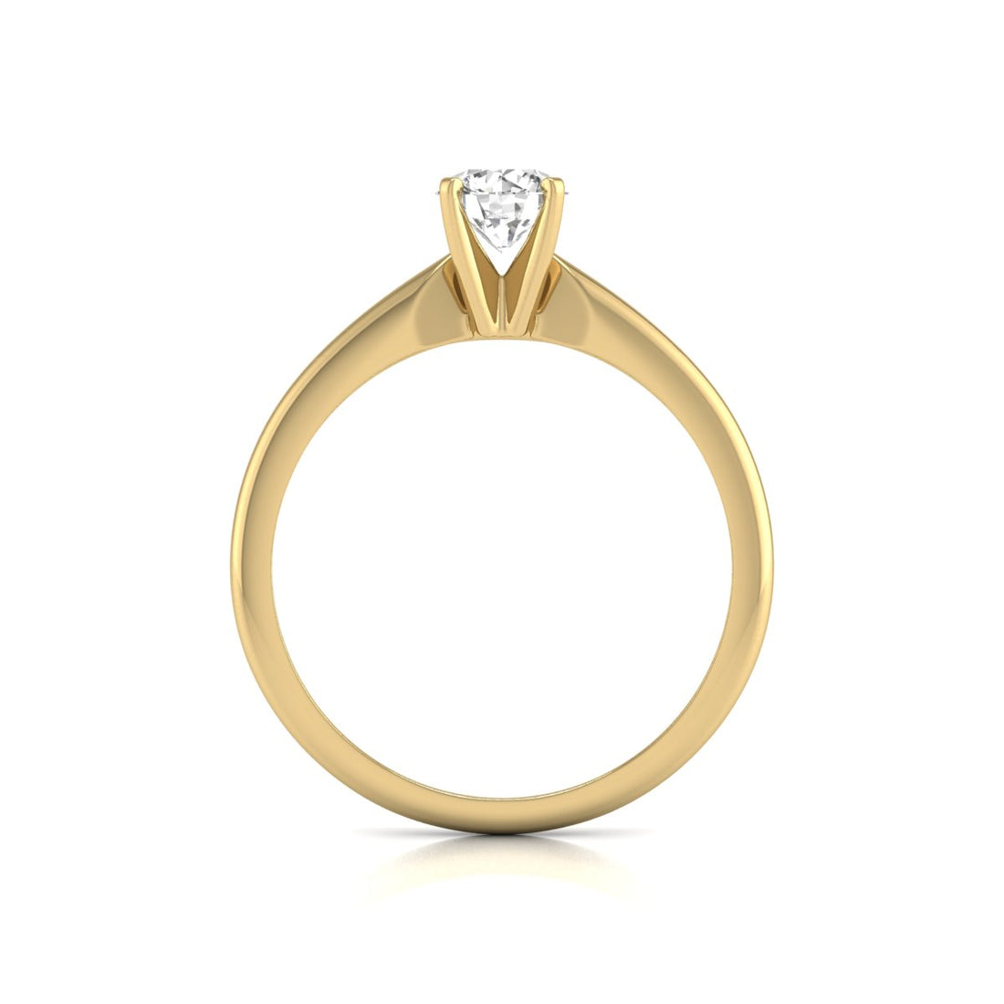 0.10 Carat Round Lab Grown Diamond Solitaire Ring with 4 Prong Settings - 14K Yellow Gold