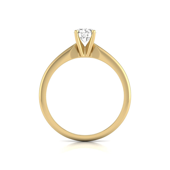 0.10 Carat Round Lab Grown Diamond Solitaire Ring with 4 Prong Settings - 14K Yellow Gold