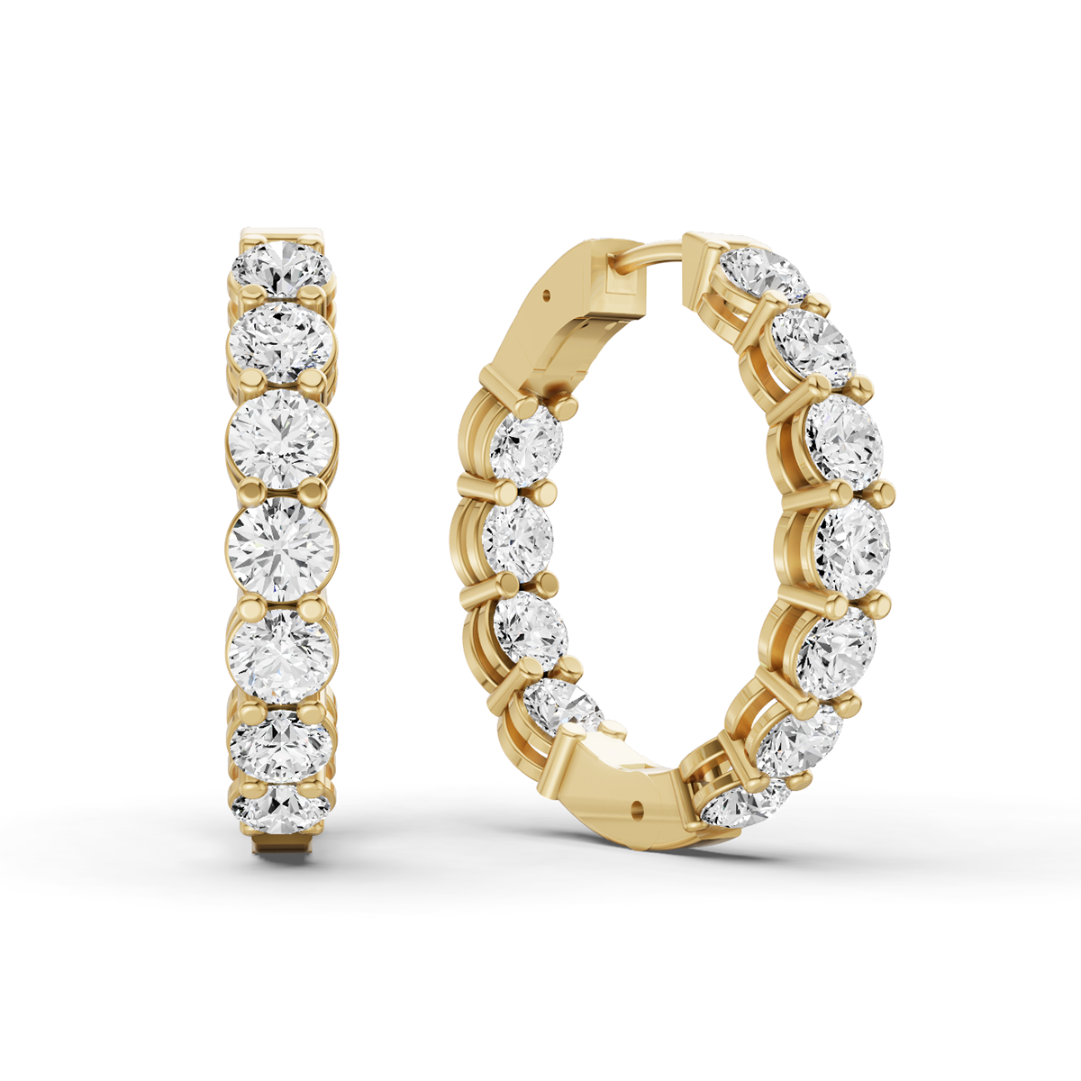 TW  Lab Grown Diamond Round Shape In & Out Hoop Earrings
