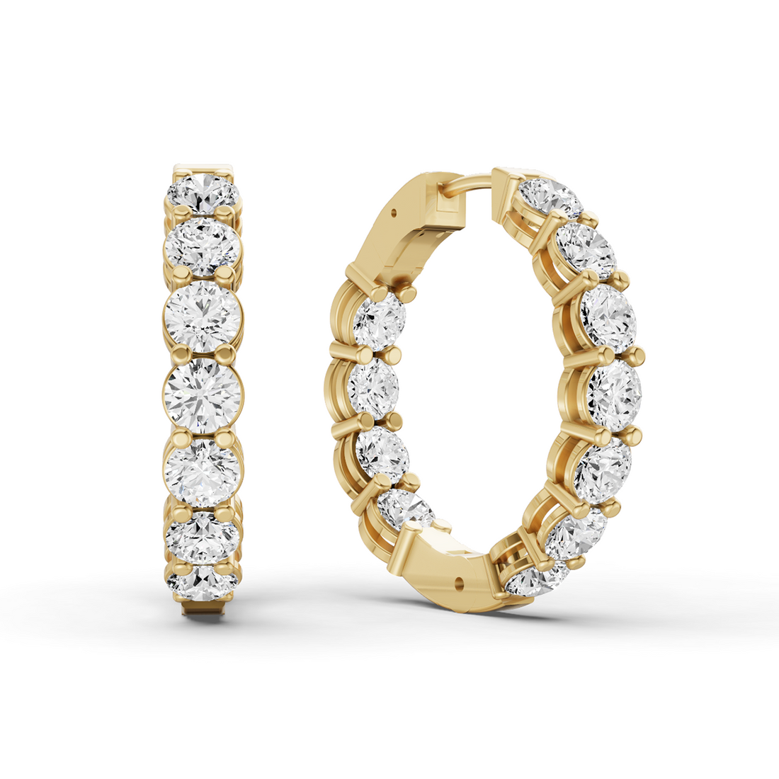 TW  Lab Grown Diamond Round Shape In & Out Hoop Earrings