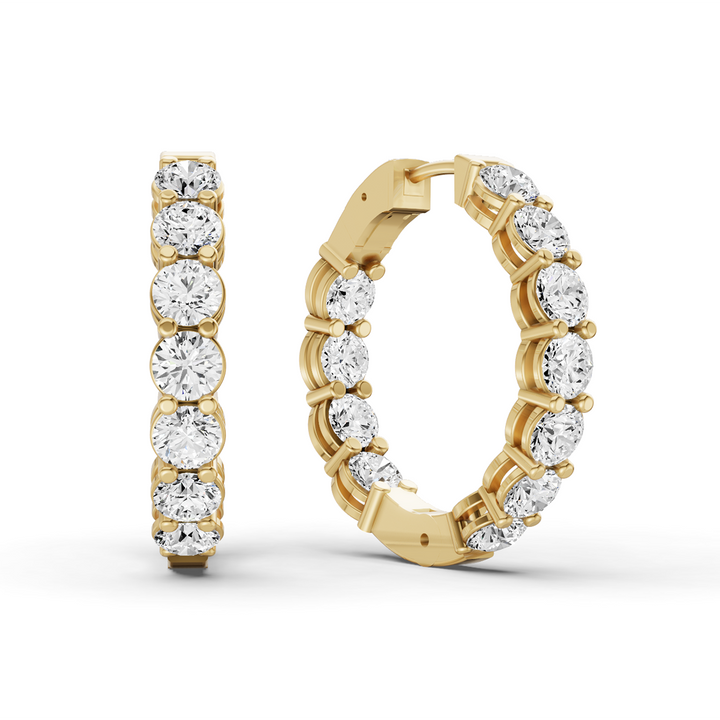 TW  Lab Grown Diamond Round Shape In & Out Hoop Earrings