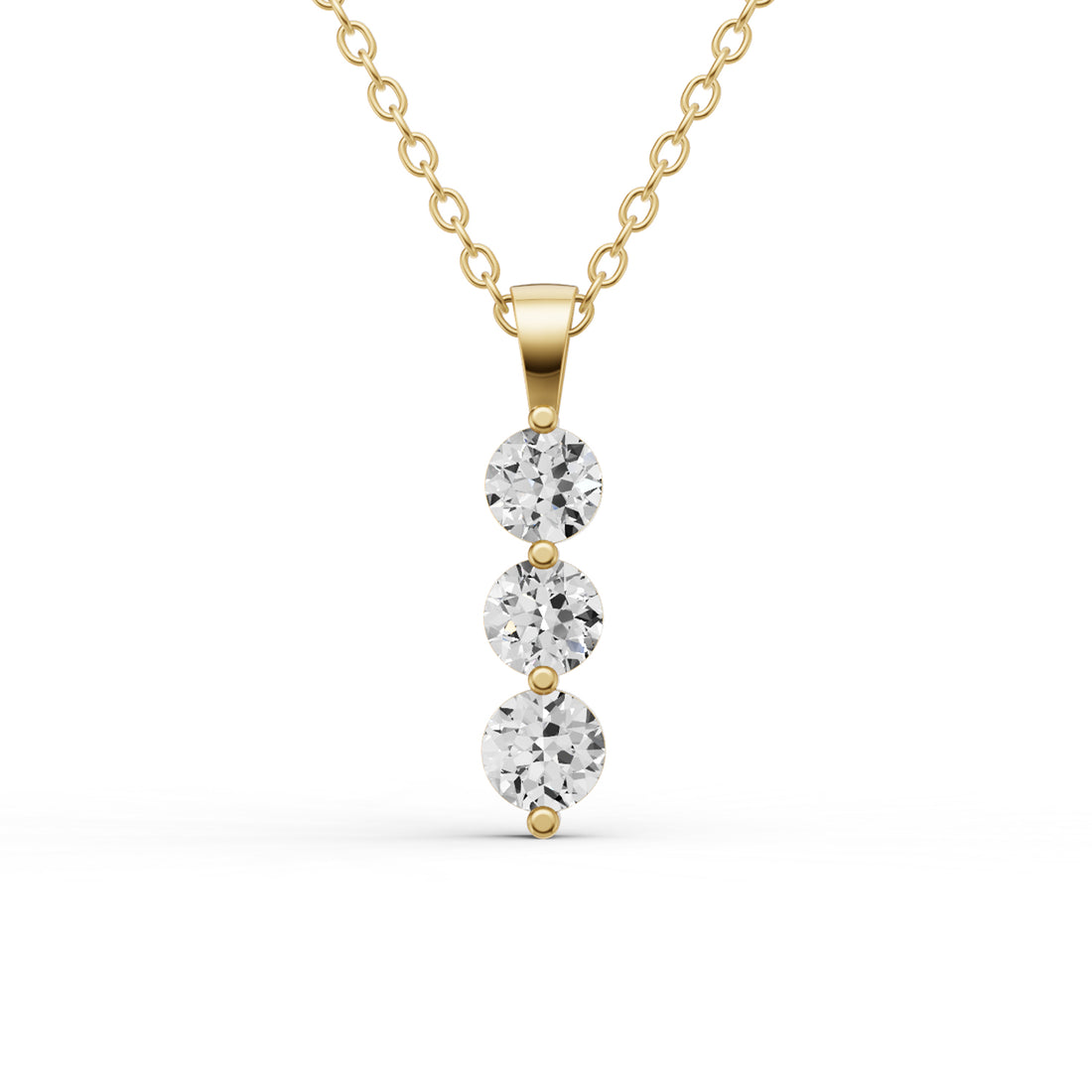 Round Lab Grown Diamond Three Stone Snow Pendant