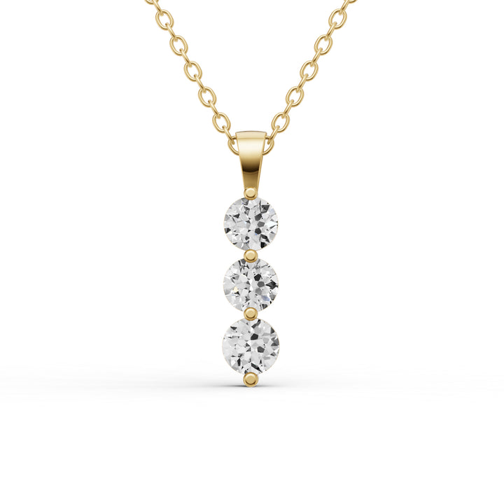 Round Lab Grown Diamond Three Stone Snow Pendant