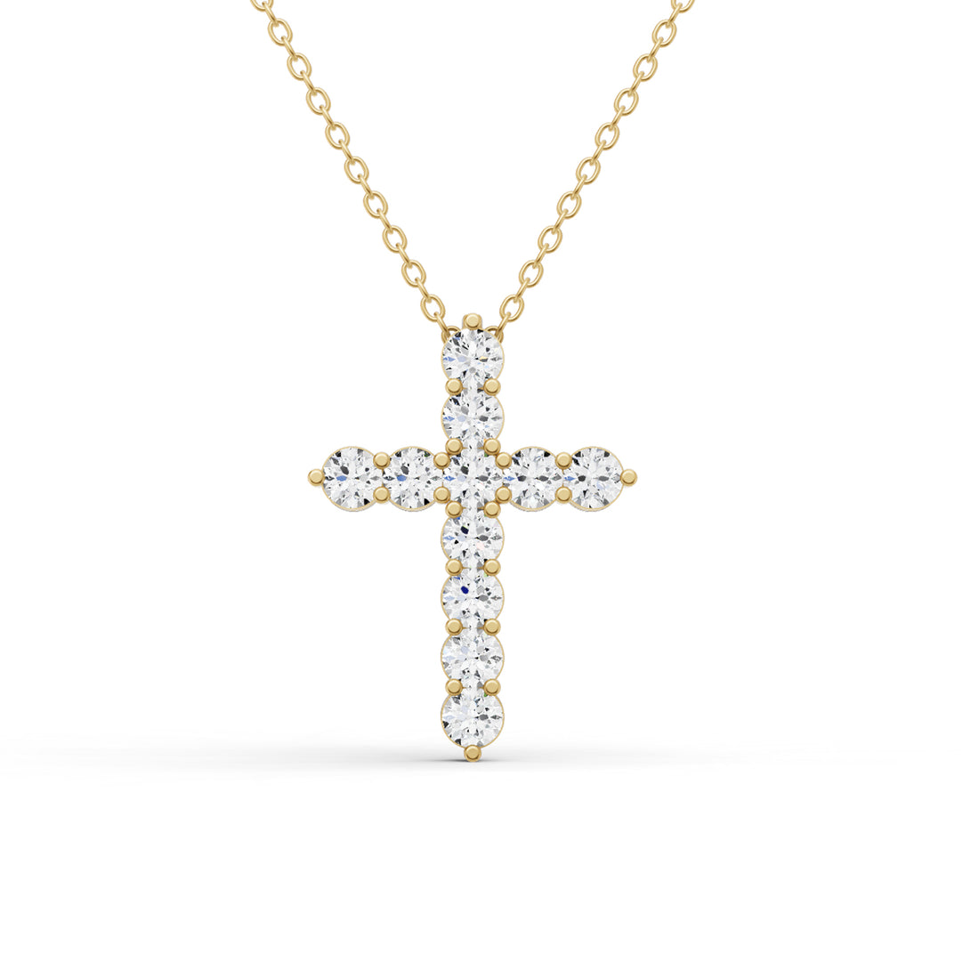 Round Lab Grown Diamond 11 Stone Cross Pendant