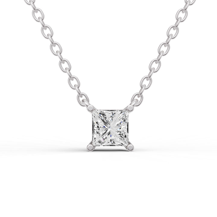 Lab Grown Floating Princess Cut Diamond Solitaire Pendant