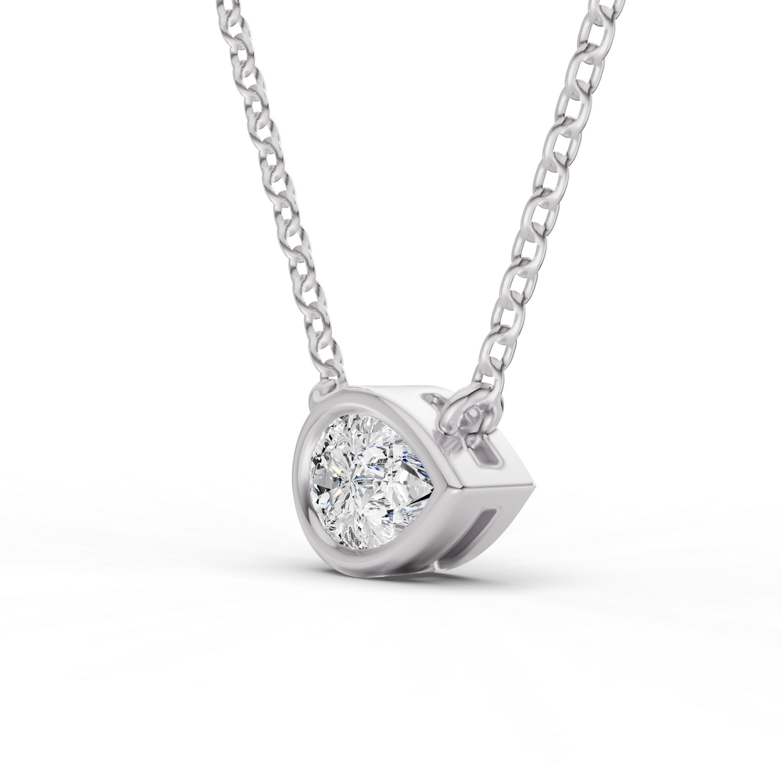 Lab Grown Pear Shape Diamond Solitaire Pendant with Bezel Setting