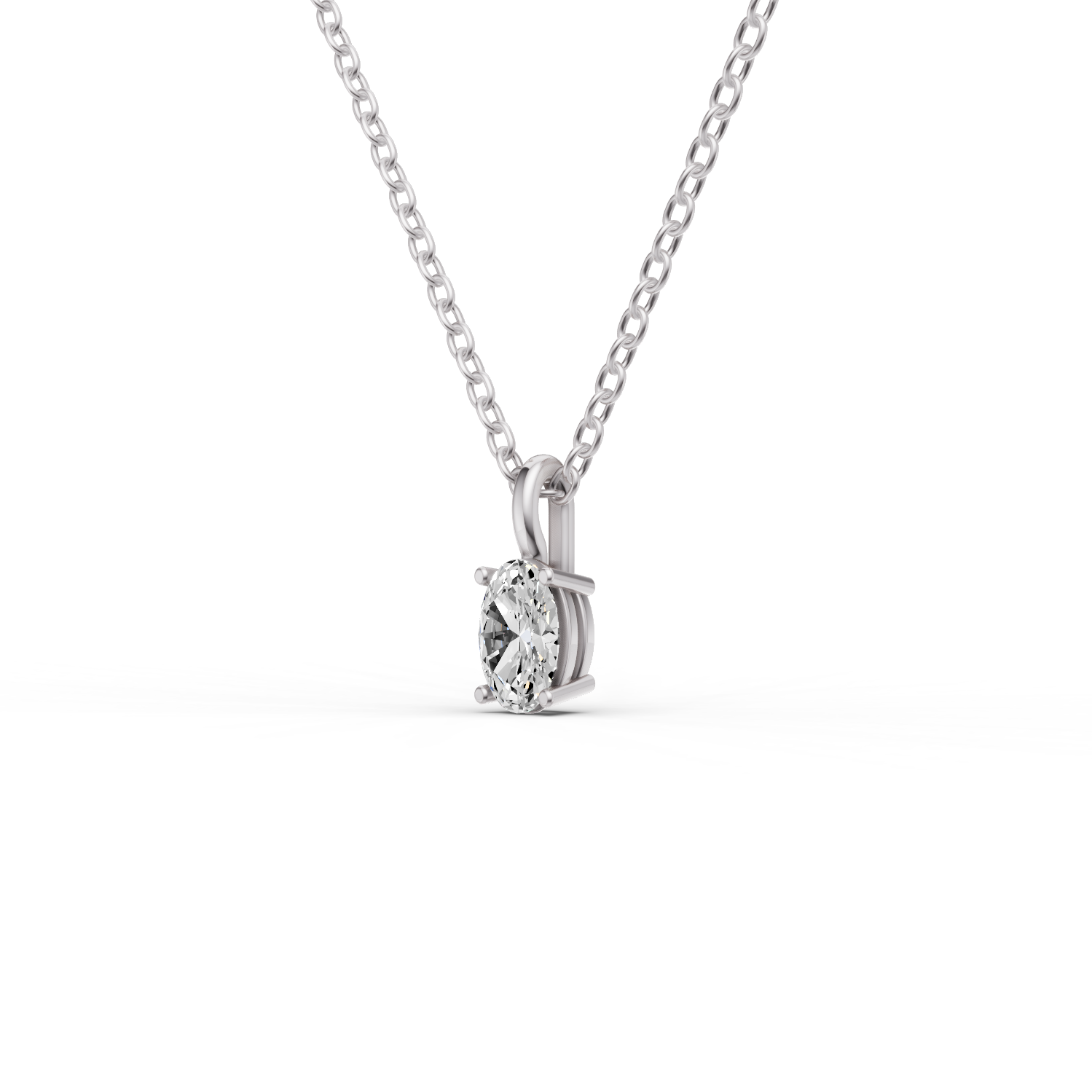 Lab Grown Oval Cut Diamond Solitaire Pendant with Bail
