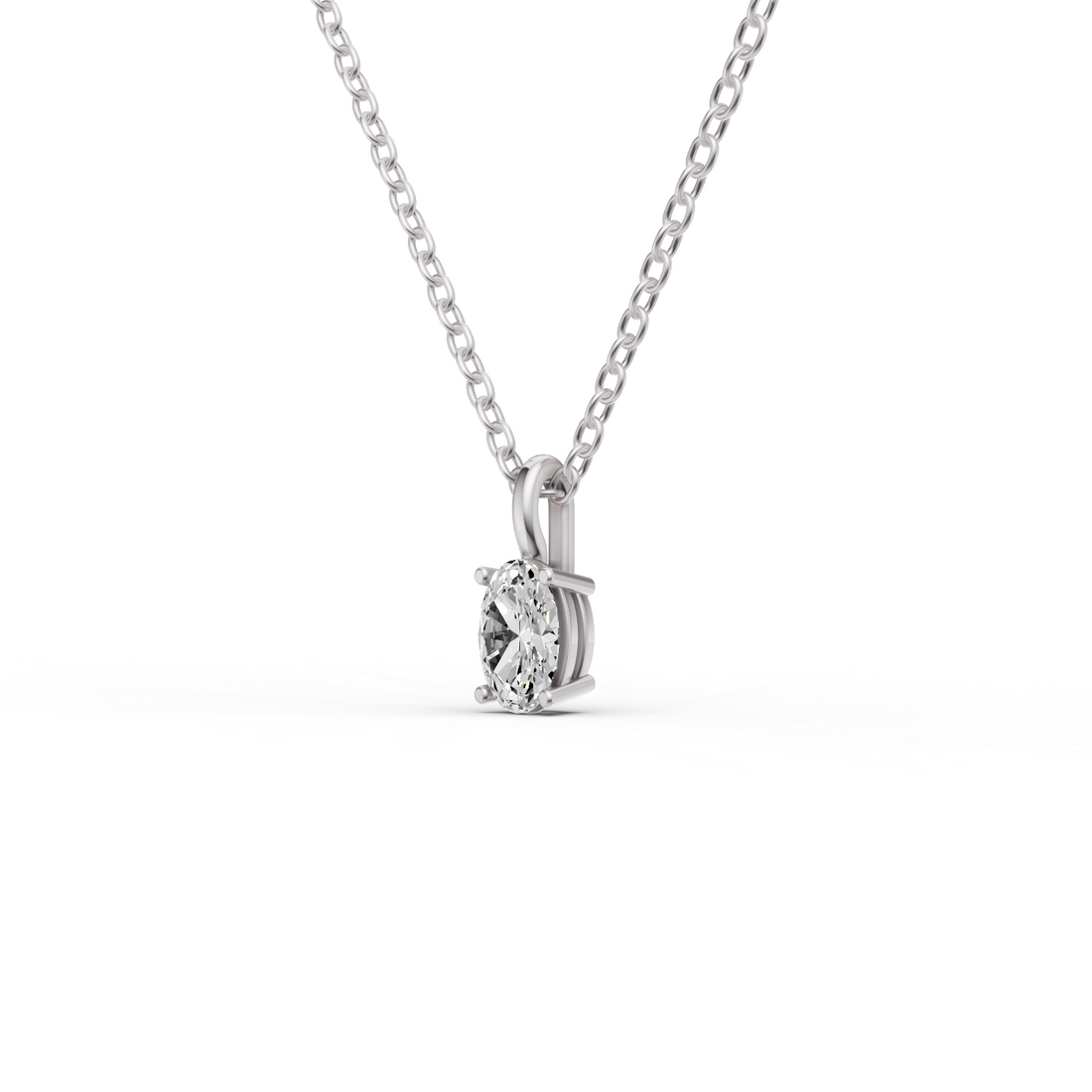 Lab Grown Oval Cut Diamond Solitaire Pendant with Bail