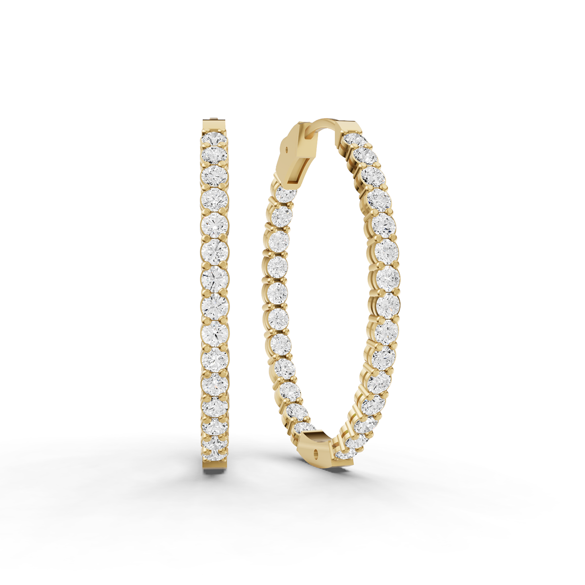 Lab Grown Diamond Oval Shape In & Out Hoop Earrings