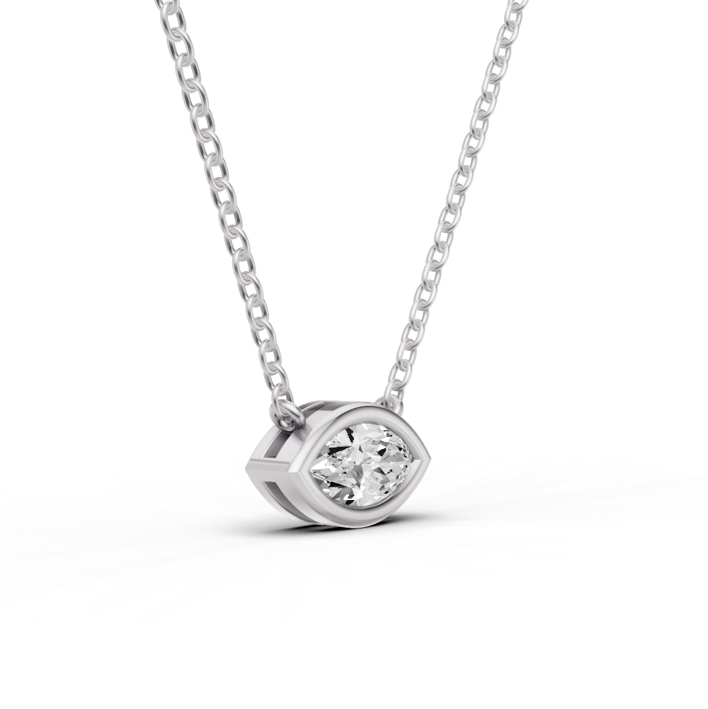 Lab Grown Marquise Shape Diamond Solitaire Pendant with Bezel Setting