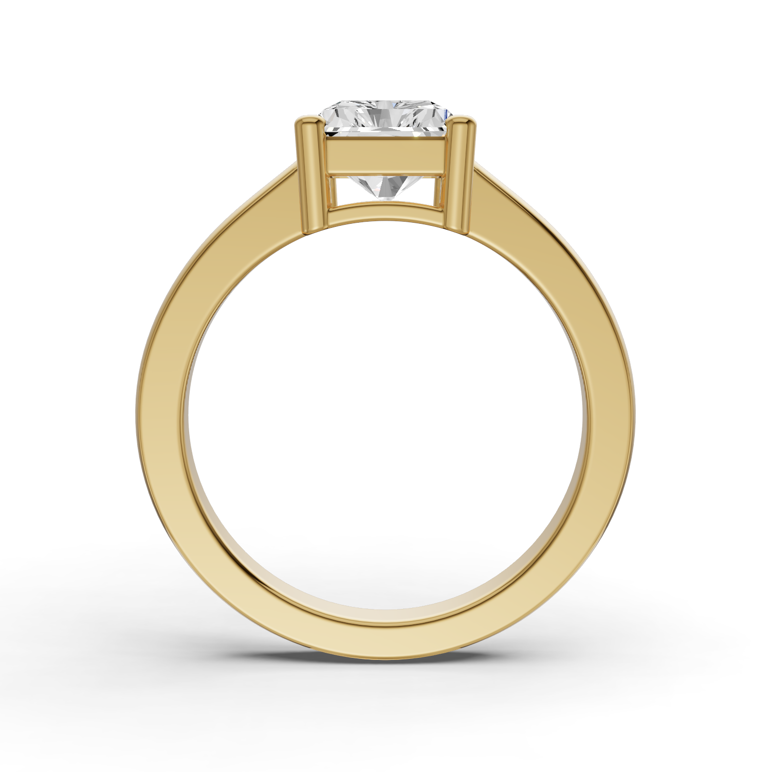 Radiant Cut Lab Grown Diamond Basket Regular Shank Solitaire Ring - 14K Yellow Gold