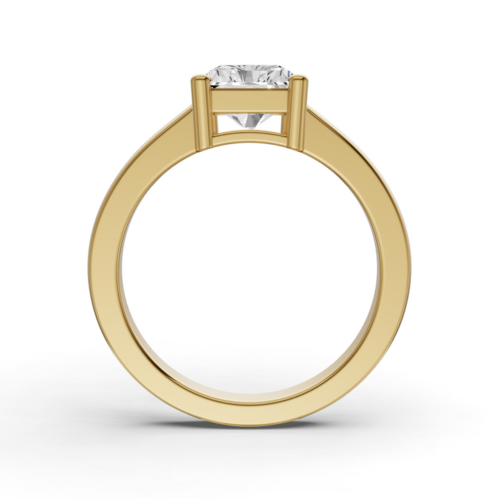 Radiant Cut Lab Grown Diamond Basket Regular Shank Solitaire Ring - 14K Yellow Gold