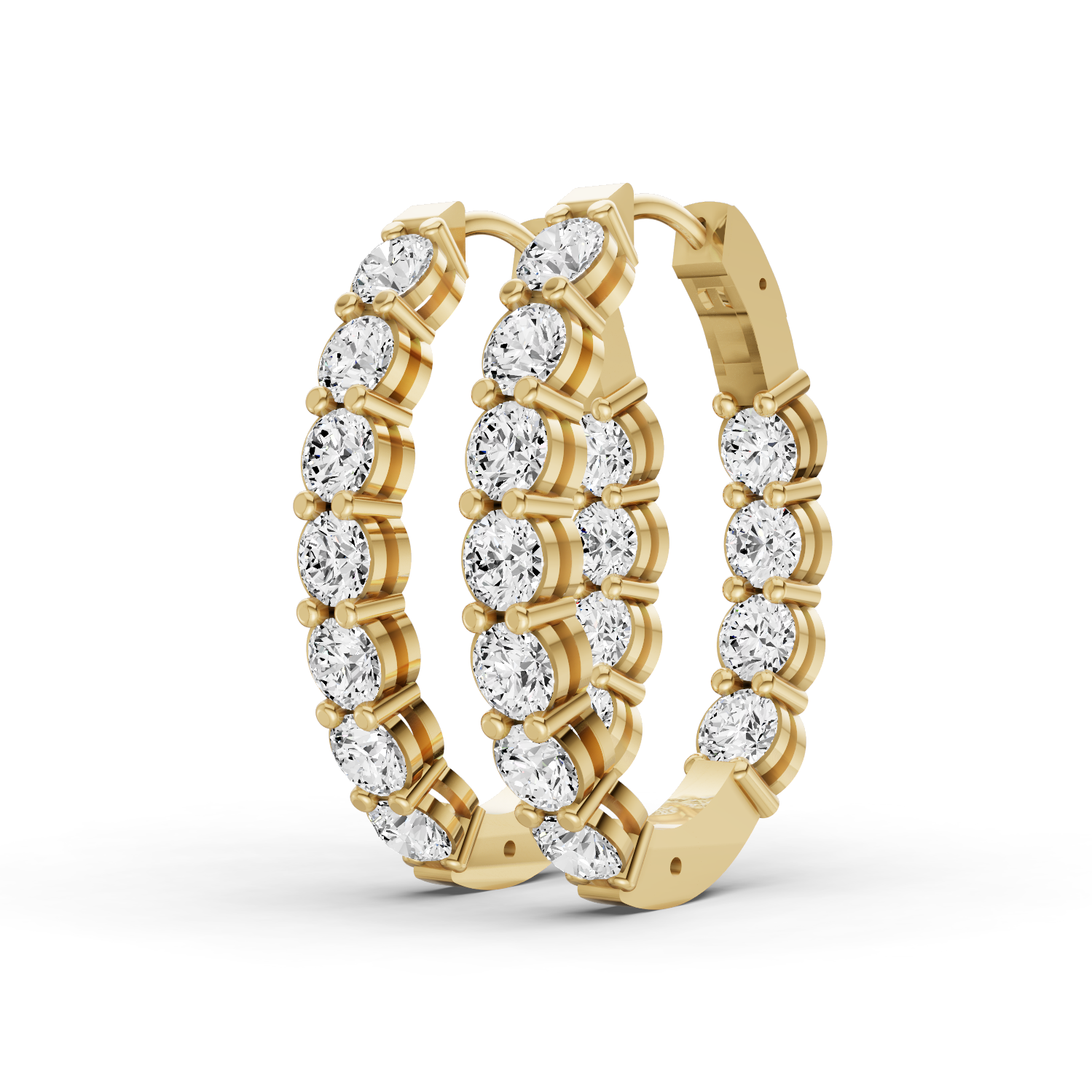 TW  Lab Grown Diamond Oval Shape In & Out Hoop Earrings