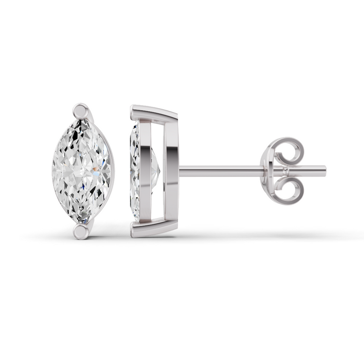 Lab Grown Marquise Shape Diamond Solitaire Earrings with Prong Setting
