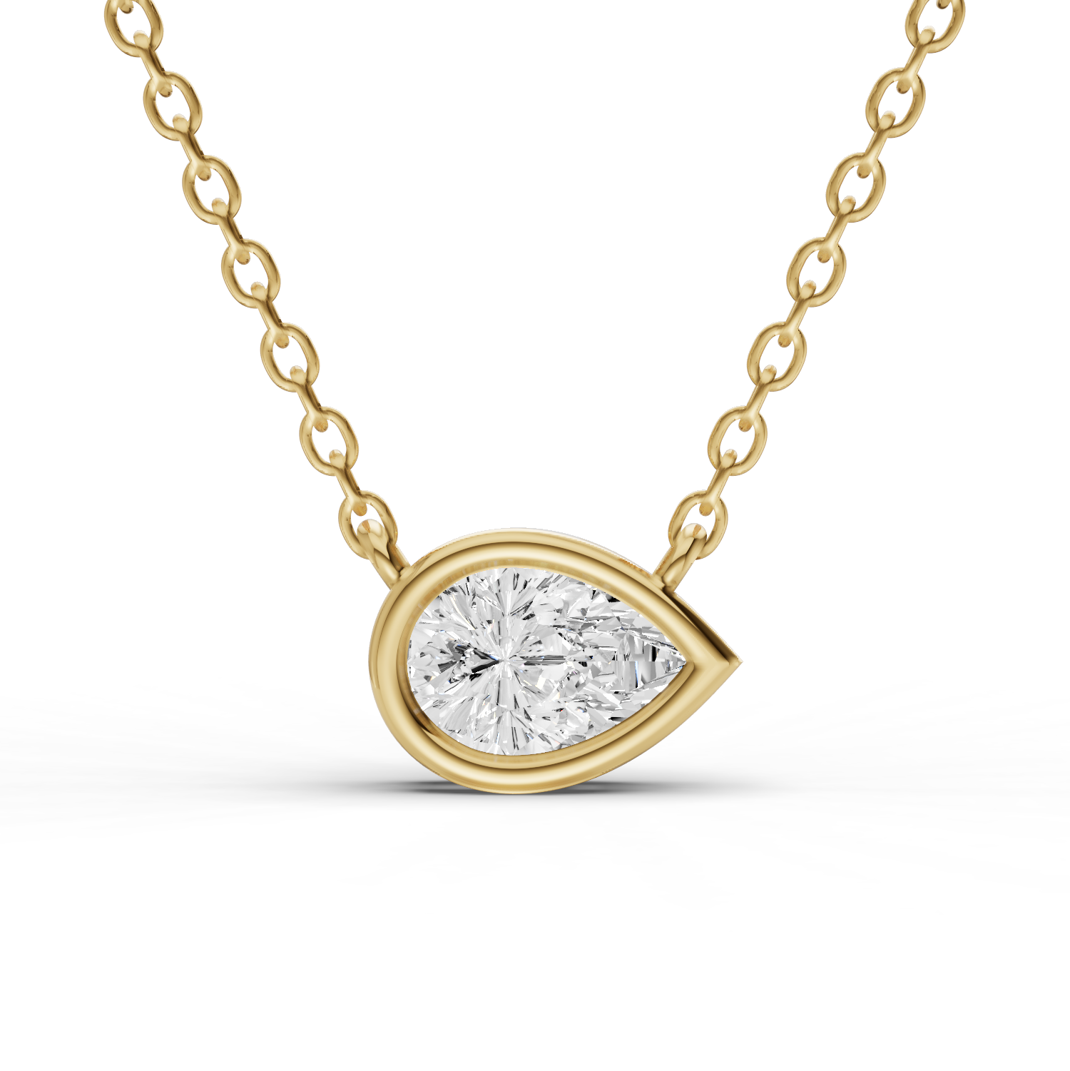 Lab Grown Pear Shape Diamond Solitaire Pendant with Bezel Setting