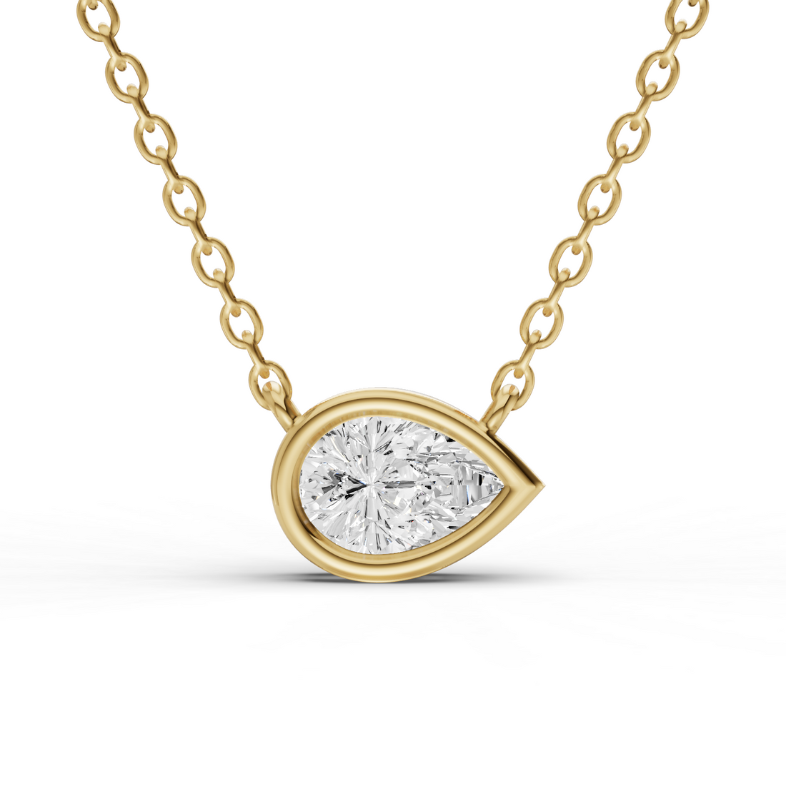Lab Grown Pear Shape Diamond Solitaire Pendant with Bezel Setting