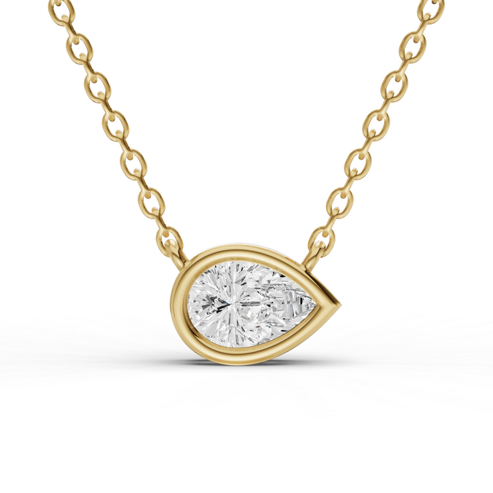 Lab Grown Pear Shape Diamond Solitaire Pendant with Bezel Setting
