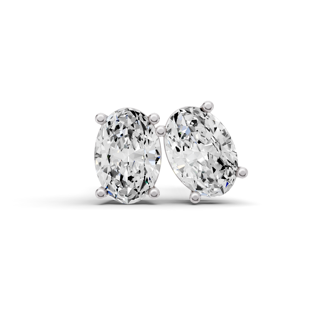 Lab Grown Oval Shape Diamond Solitaire Earrings with Prong Setting