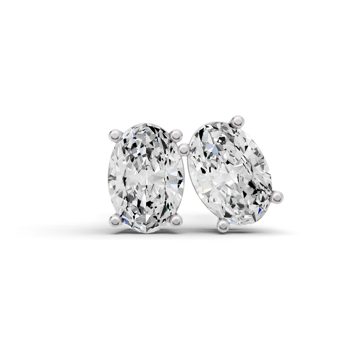 Lab Grown Oval Shape Diamond Solitaire Earrings with Prong Setting