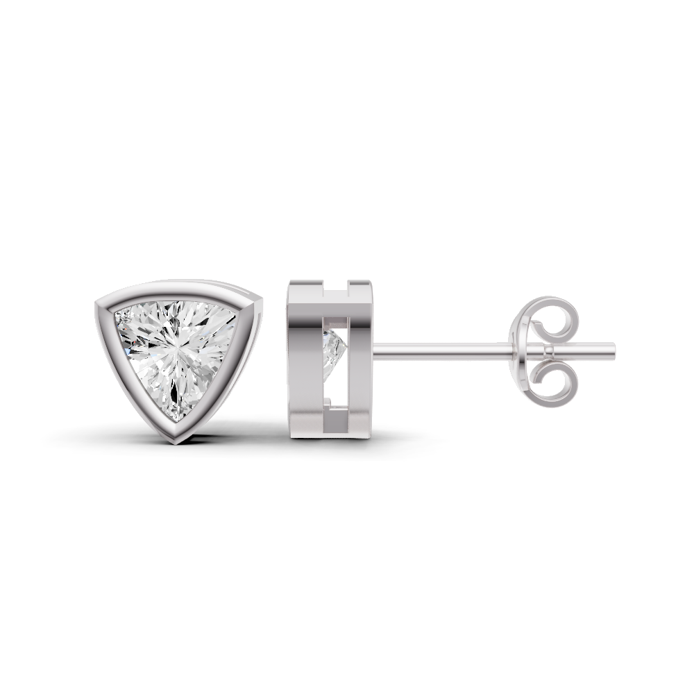 Lab Grown Trillion Shape Diamond Solitaire Earrings with Bezel Setting