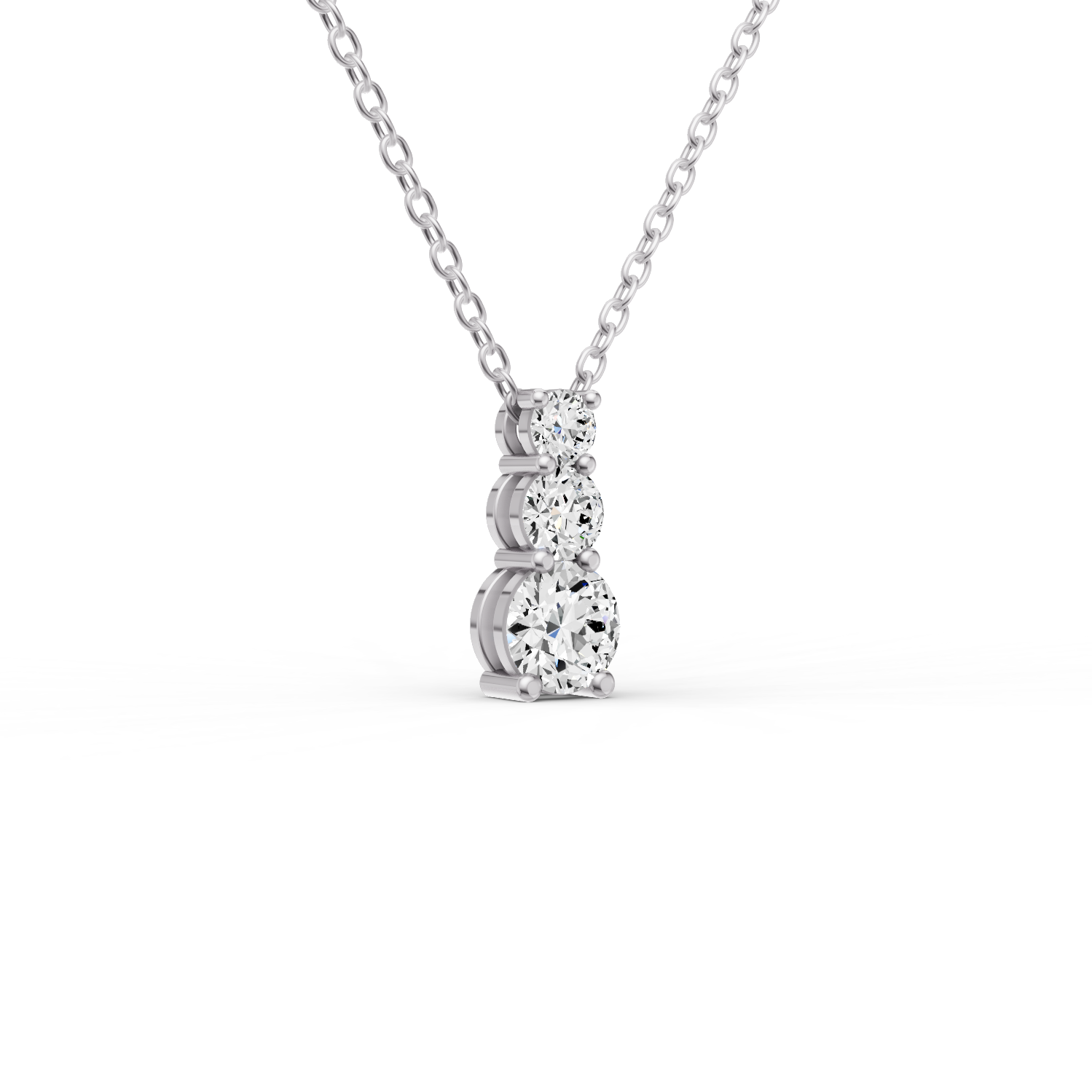 Round Lab Grown Diamond Three Stone Snow Hidden Bail Pendant