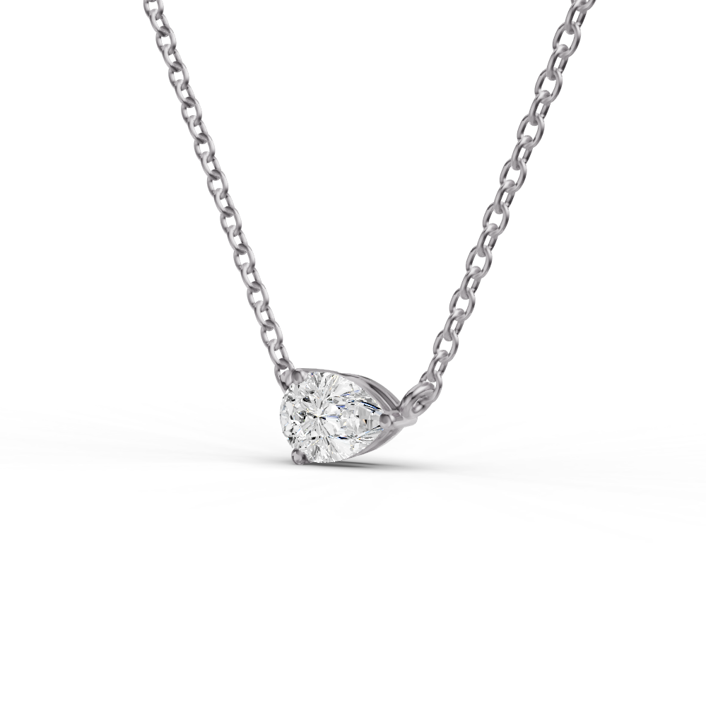 Lab Grown Floating Pear Shape Diamond Solitaire Pendant