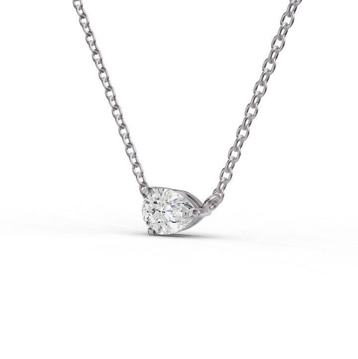 Lab Grown Floating Pear Shape Diamond Solitaire Pendant
