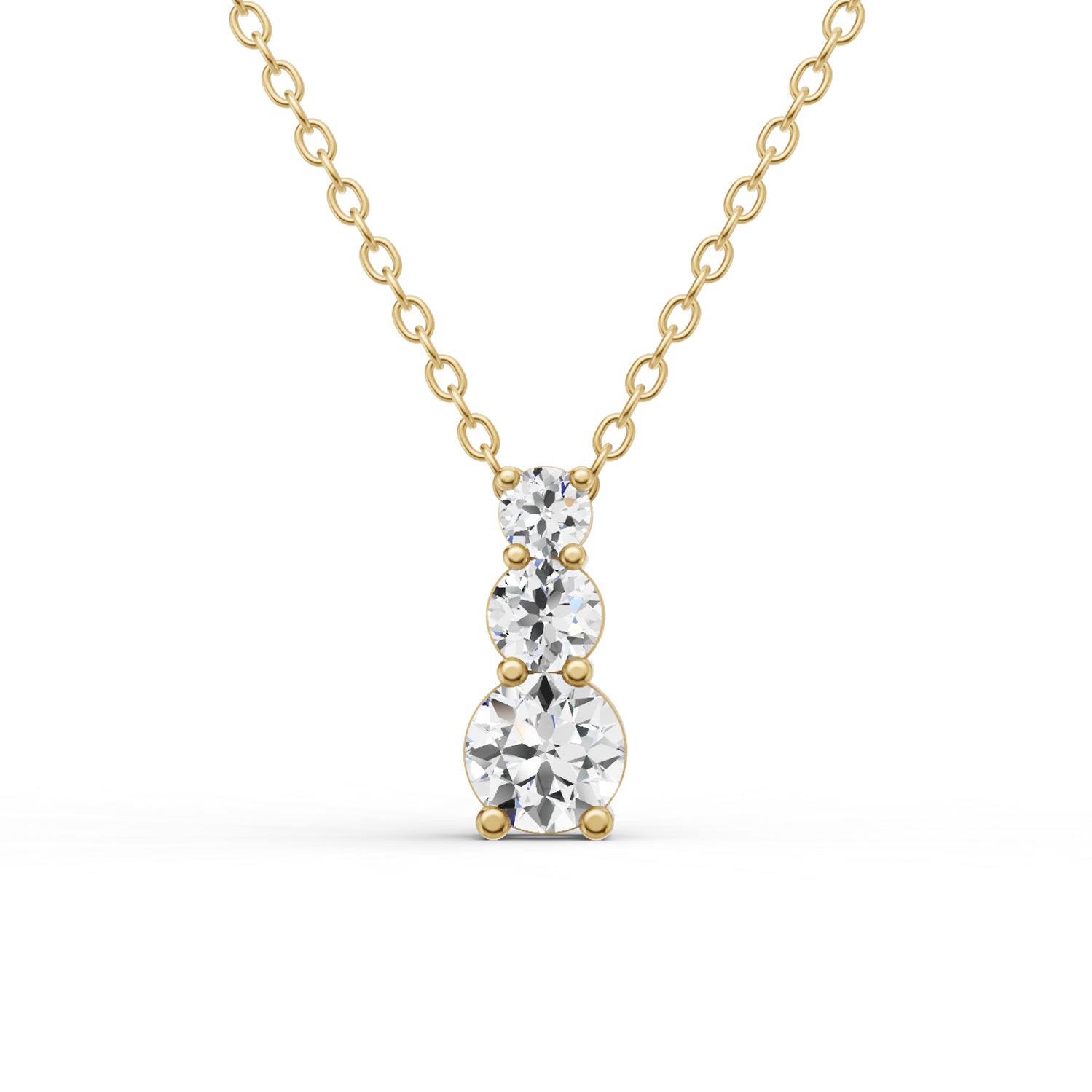 Round Lab Grown Diamond Three Stone Snow Hidden Bail Pendant