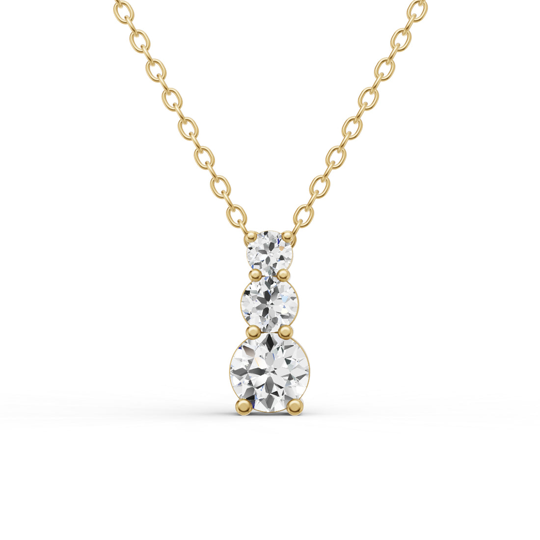Round Lab Grown Diamond Three Stone Snow Hidden Bail Pendant