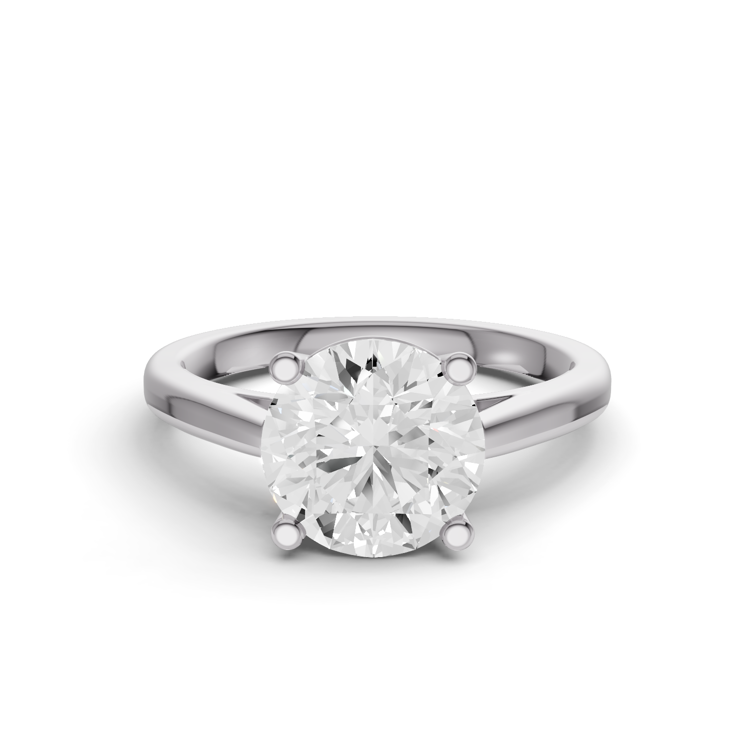 Round Cut Lab Grown Diamond Basket Split Shank Solitaire Ring - 14K White Gold