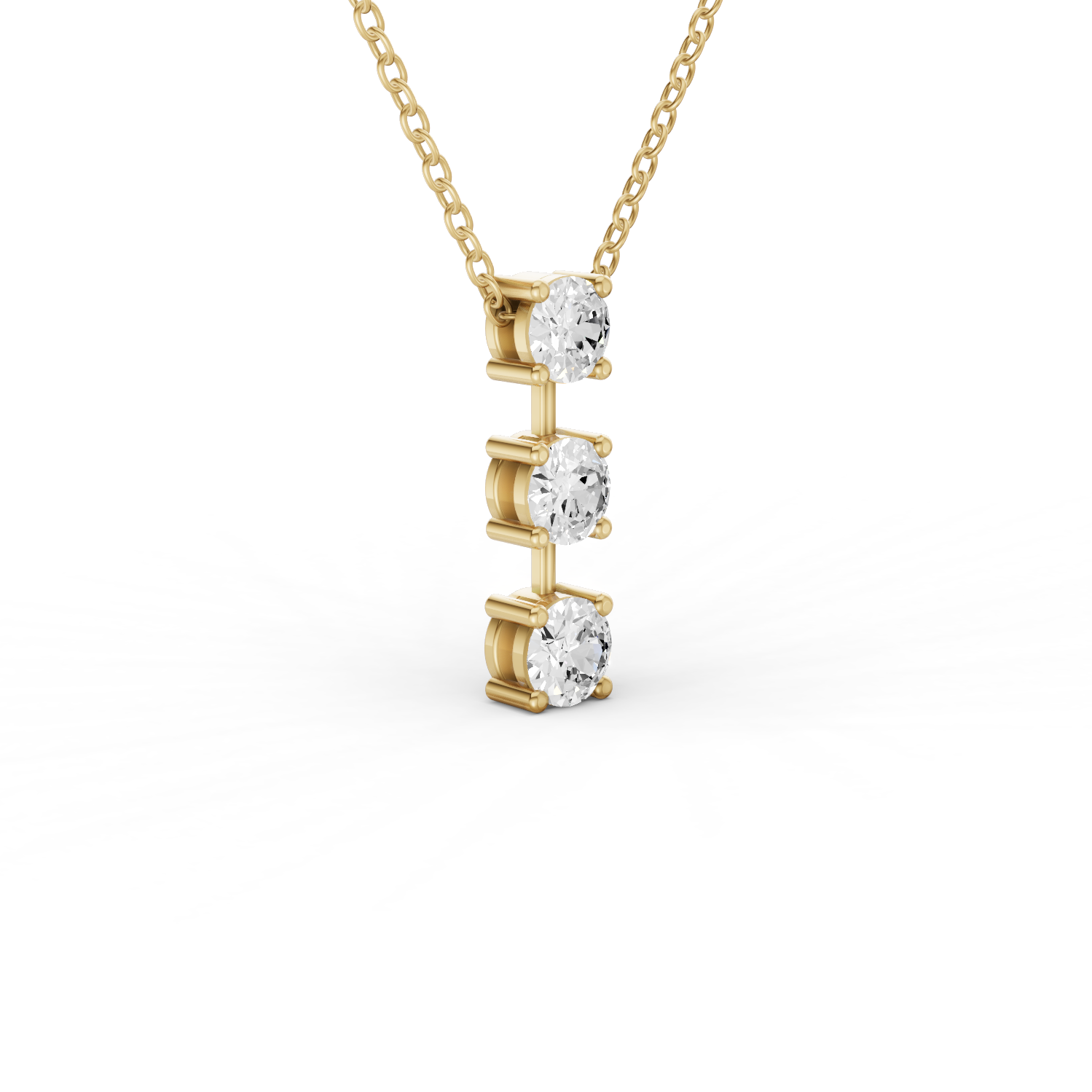 Round Lab Grown Diamond Three Stone Bar Pendant