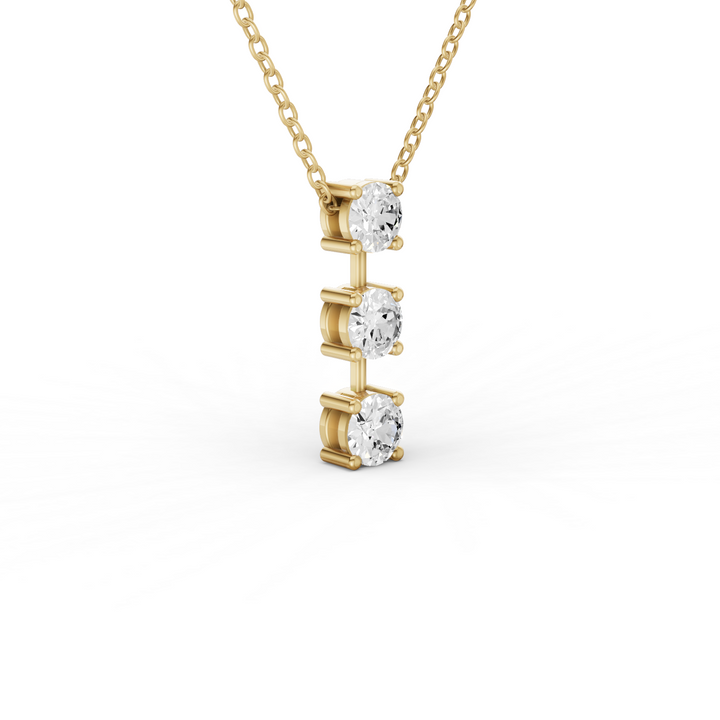 Round Lab Grown Diamond Three Stone Bar Pendant