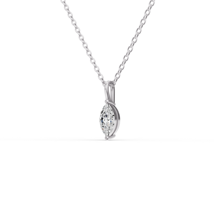 Lab Grown Marquise Shape Diamond Solitaire Pendant with Bail