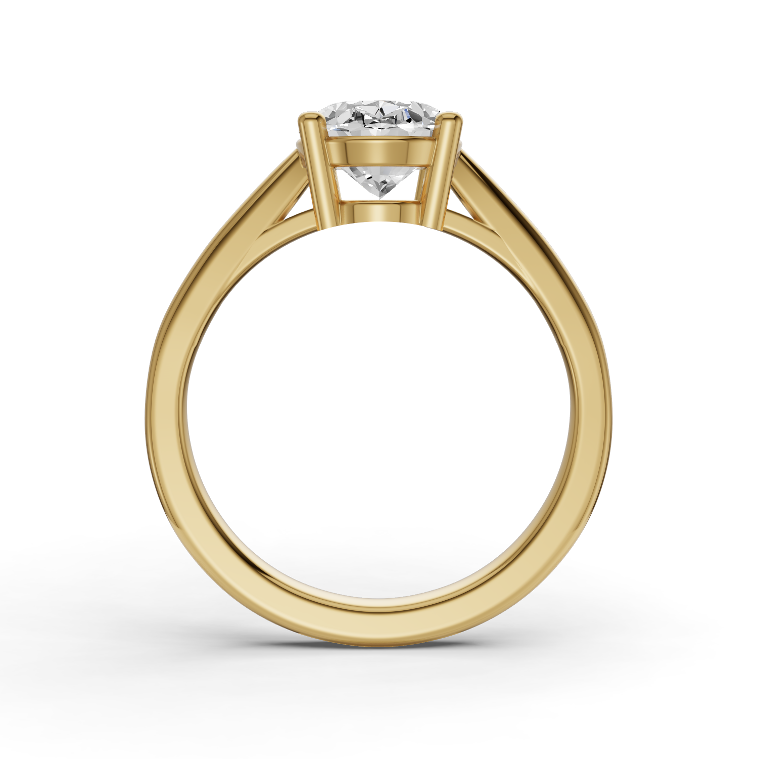 Oval Cut Lab Grown Diamond Basket Split Shank Solitaire Ring - 14K Yellow Gold