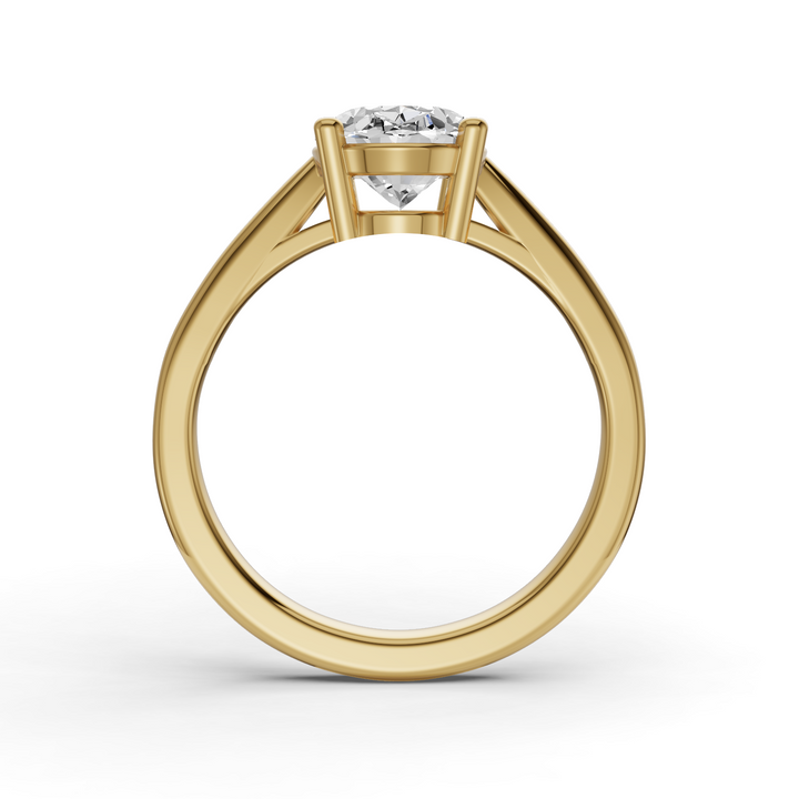 Oval Cut Lab Grown Diamond Basket Split Shank Solitaire Ring - 14K Yellow Gold