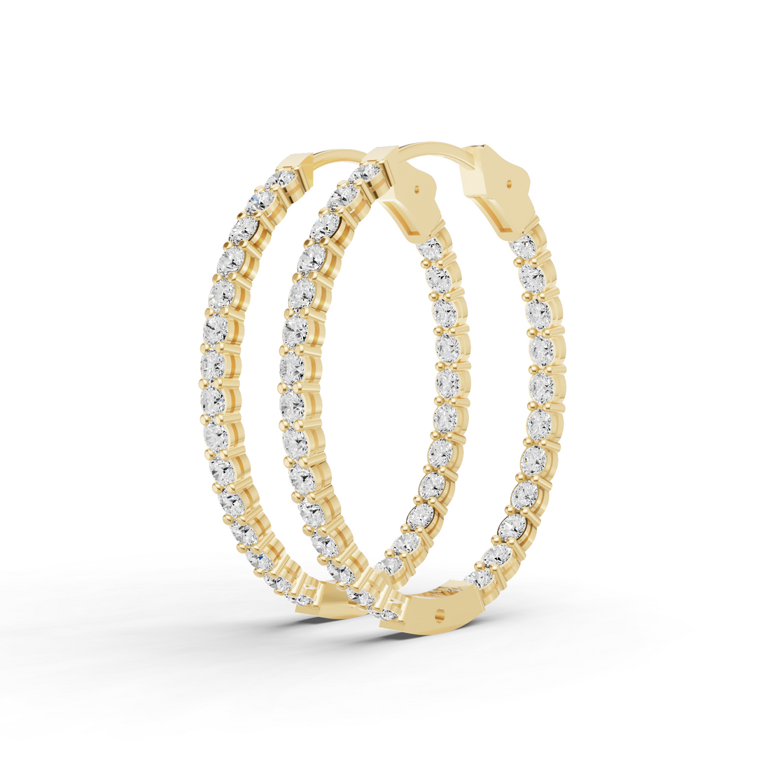 Lab Grown Diamond Oval Shape In & Out Hoop Earrings