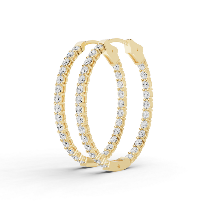 Lab Grown Diamond Oval Shape In & Out Hoop Earrings