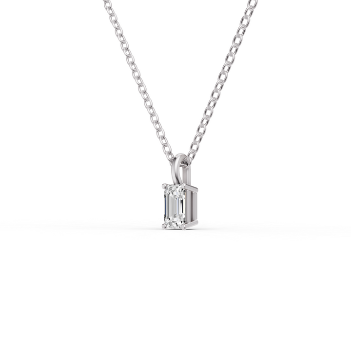 Lab Grown Emerald Cut Diamond Solitaire Pendant with Bail