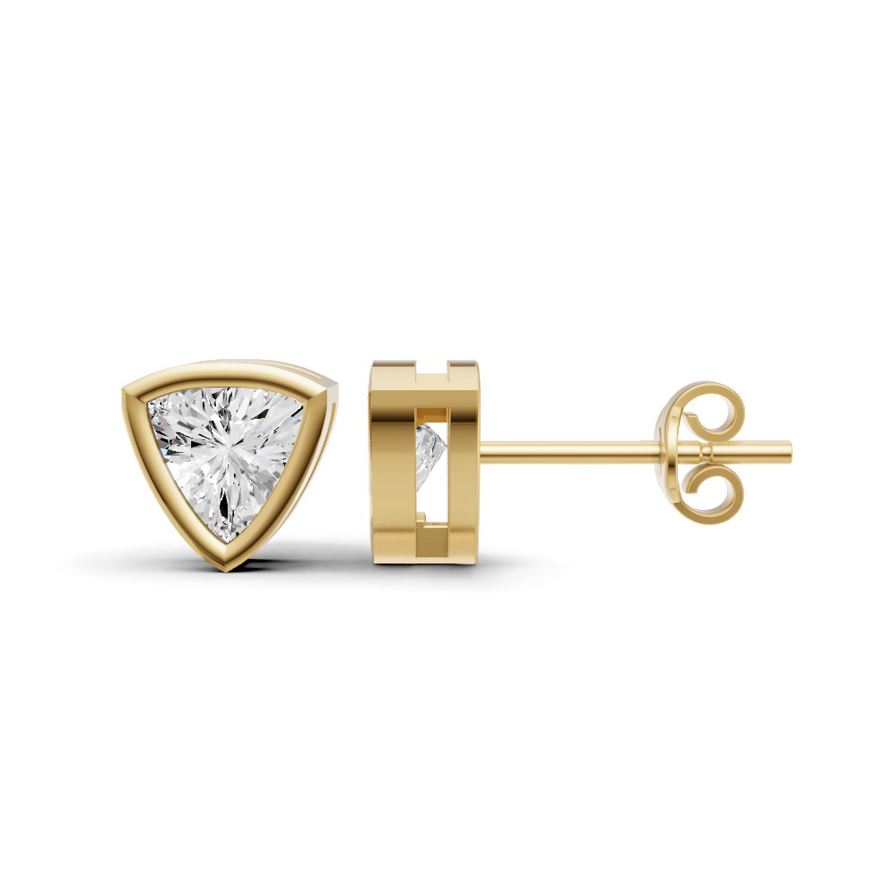 Lab Grown Trillion Shape Diamond Solitaire Earrings with Bezel Setting