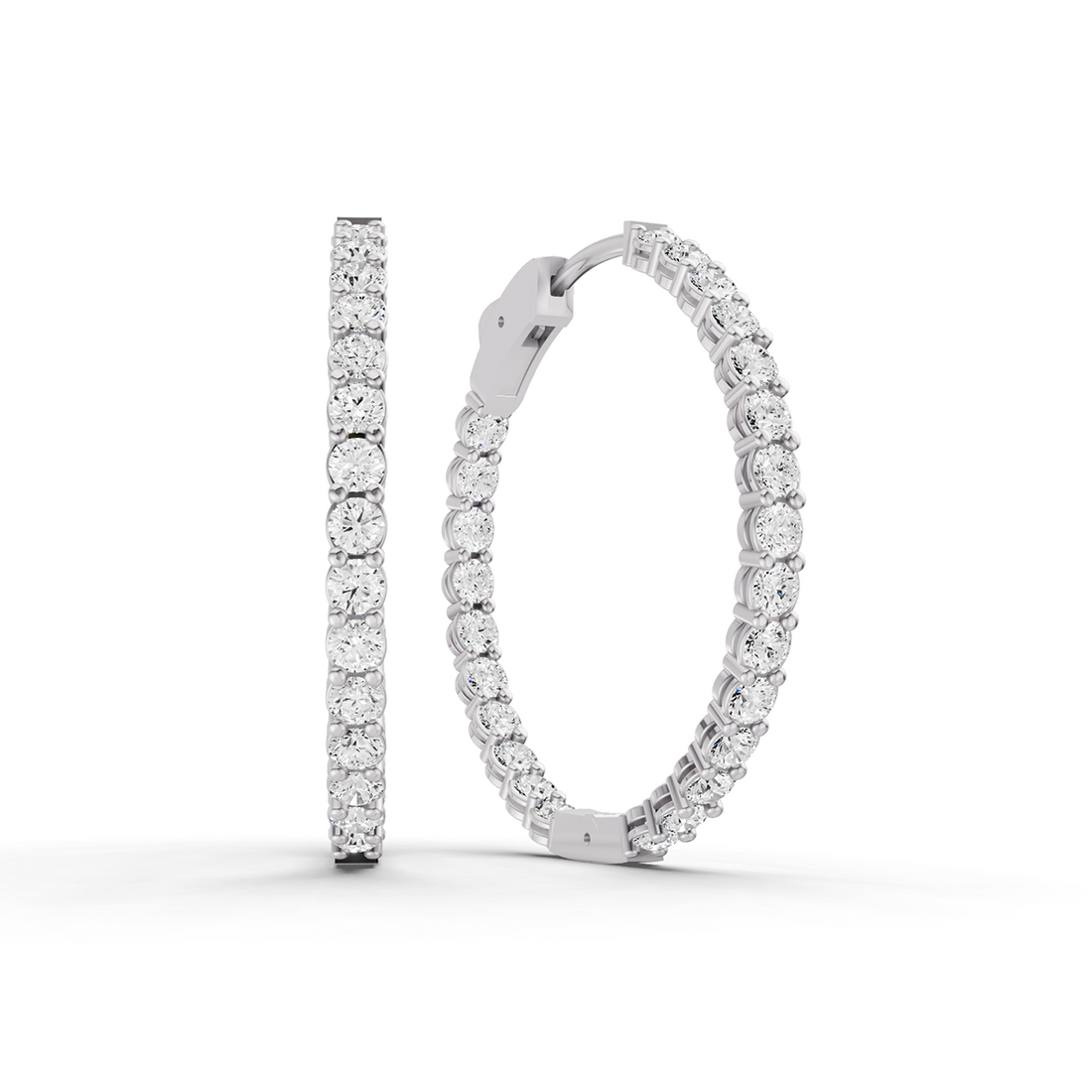 Lab Grown Diamond Round Shape In & Out Hoop Earrings