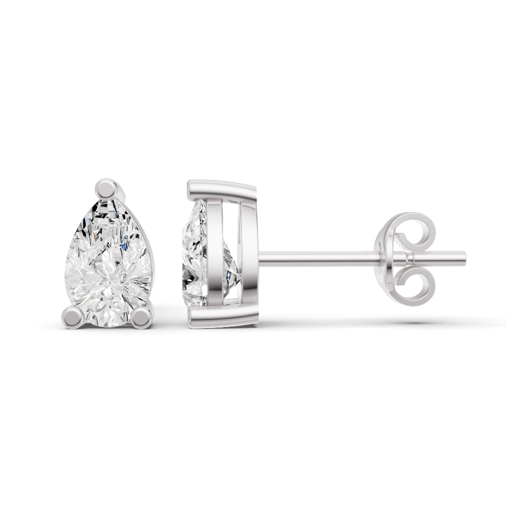 Lab Grown Pear Shape Diamond Solitaire Earrings with Prong Setting