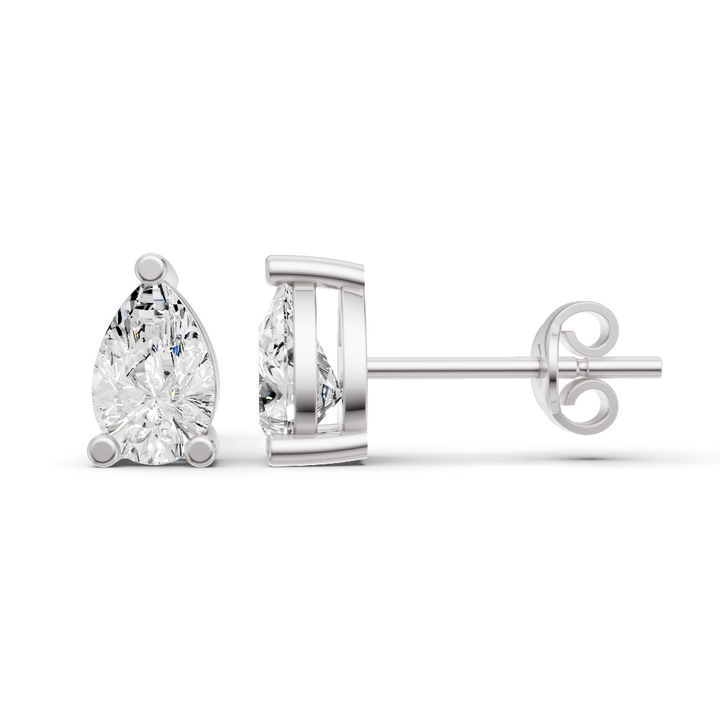 Lab Grown Pear Shape Diamond Solitaire Earrings with Prong Setting