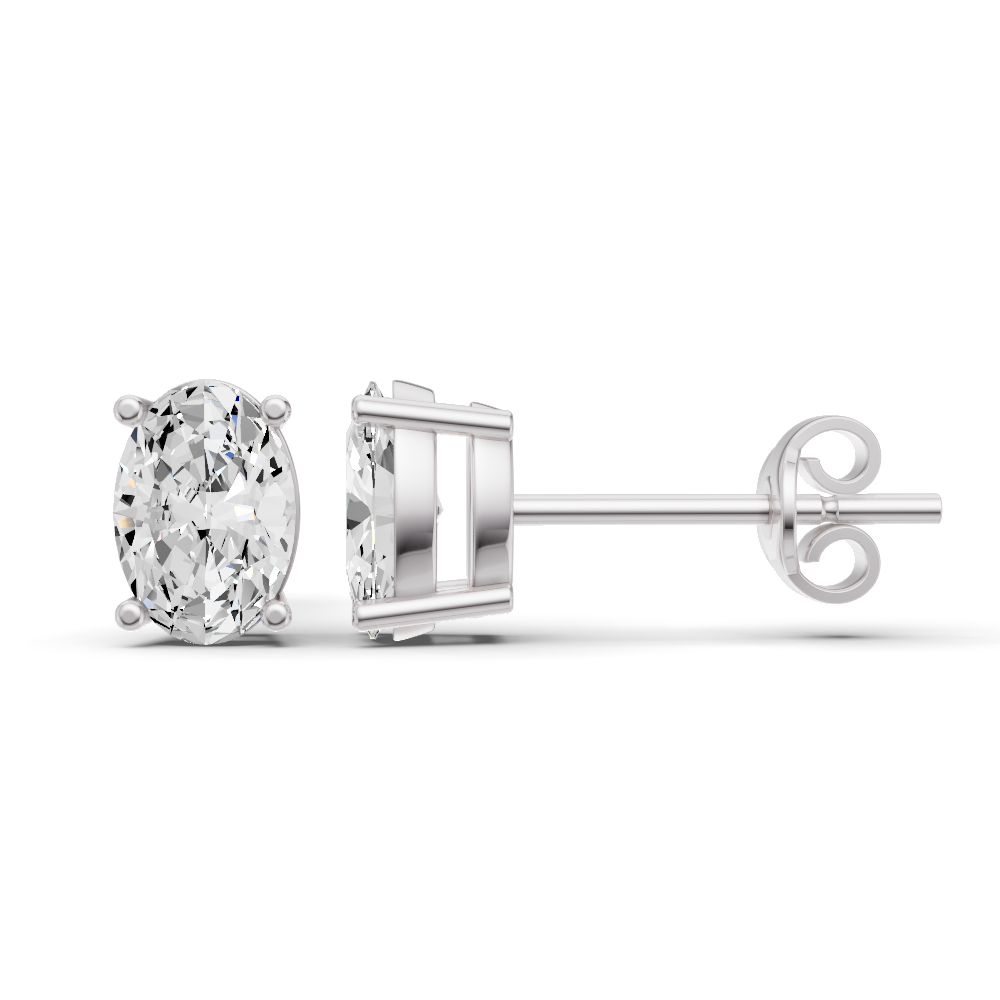 Lab Grown Oval Shape Diamond Solitaire Earrings with Prong Setting