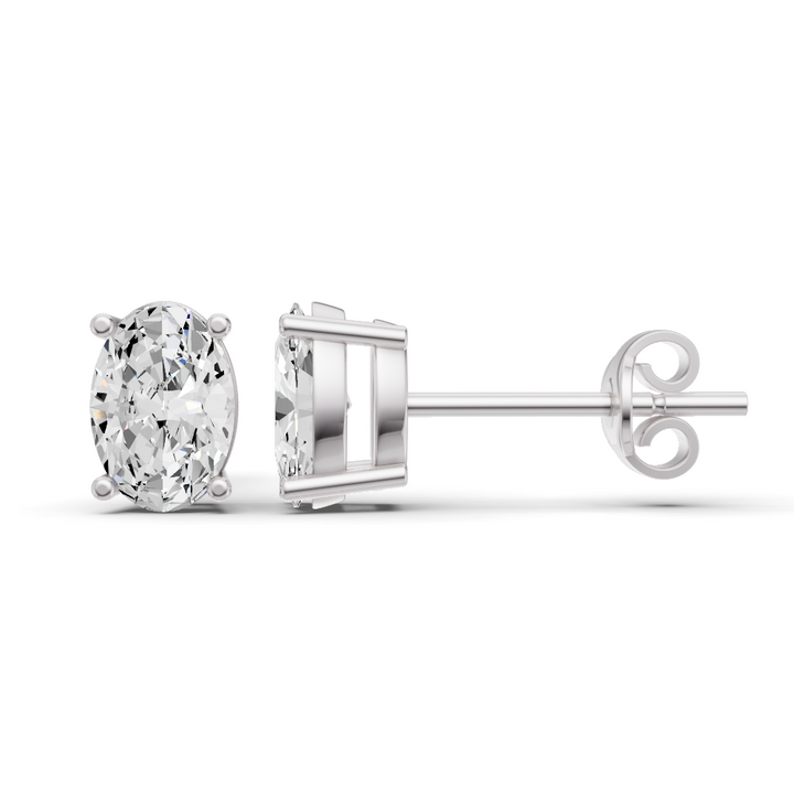 Lab Grown Oval Shape Diamond Solitaire Earrings with Prong Setting