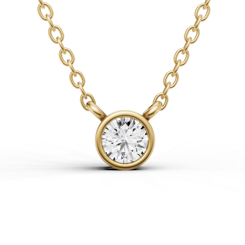 Lab Grown Round Shape Diamond Solitaire Pendant with Bezel Setting