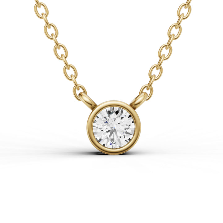 Lab Grown Round Shape Diamond Solitaire Pendant with Bezel Setting